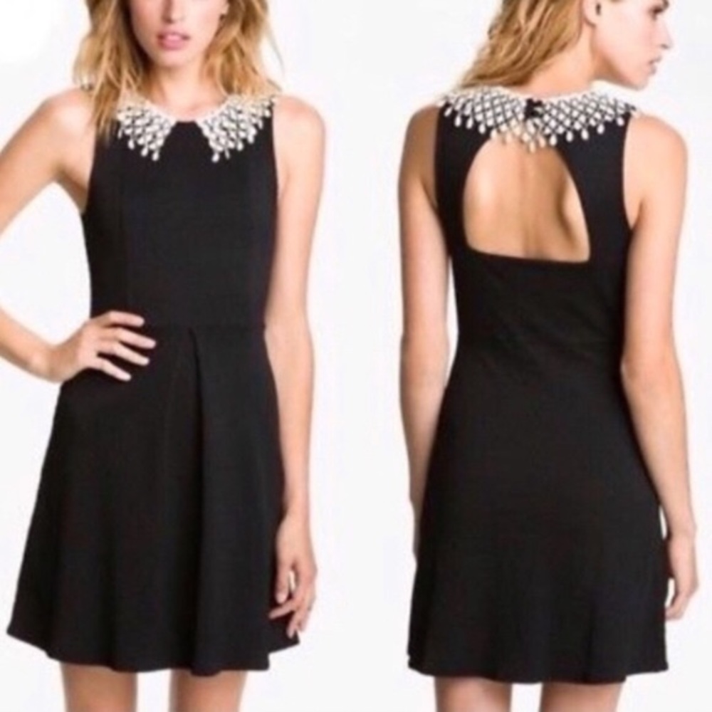 Free People Black Dress Ivory Peter Pan Collar
